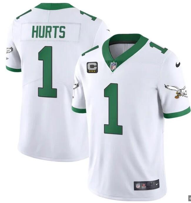 2023 Men NFL Philadelphia Eagles #1 Hurts Kelly white alternate Jersey->philadelphia eagles->NFL Jersey